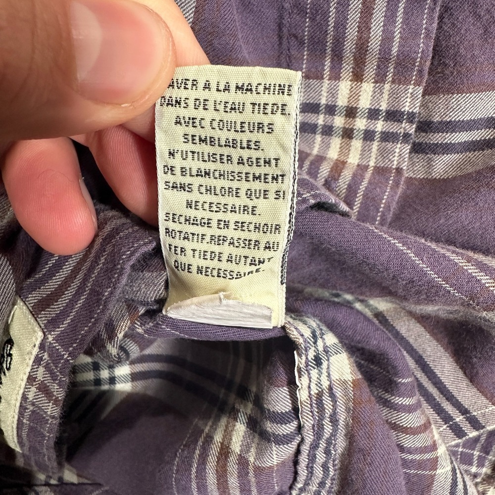 Eddie Bauer Flannel Shirt Womens XS Purple Plaid Long Sleeve Button-Up Vintage - Picture 7 of 10
